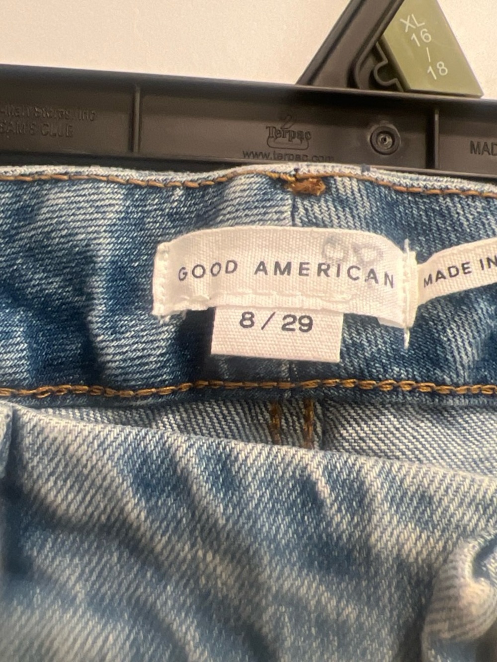 Good American Light Blue Straight-Leg Jeans with Crystal Fringe - Picture 3 of 4